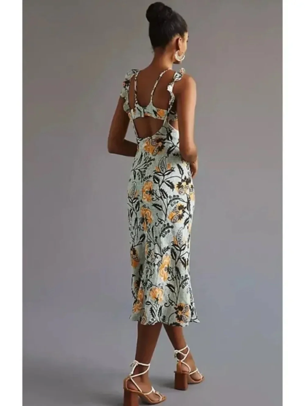 Anthropologie Halter Ruffle Midi Dress